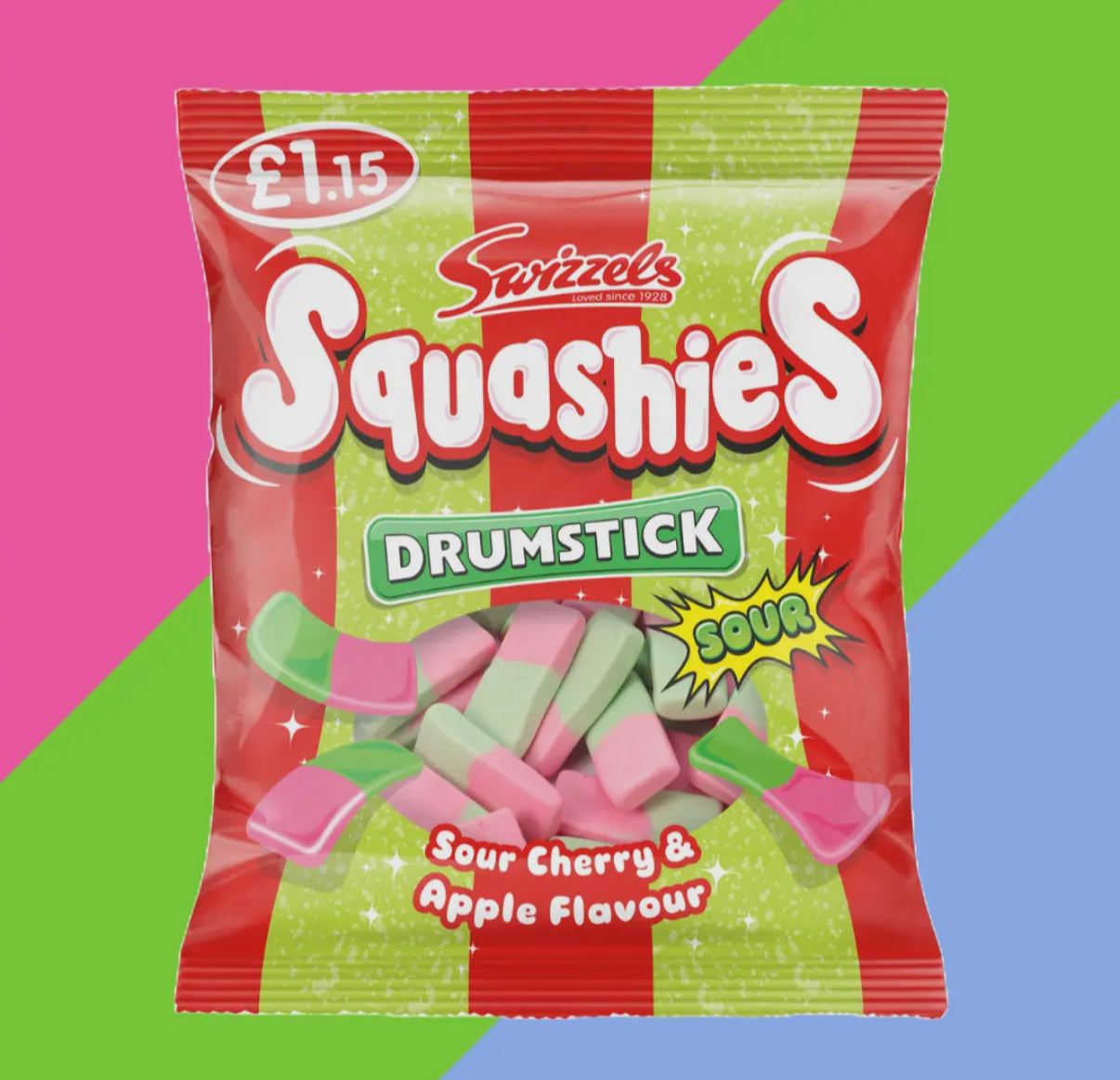 Swizzles Squashies Drumstick Original Sour Cherry & Apple Flavor (120g)