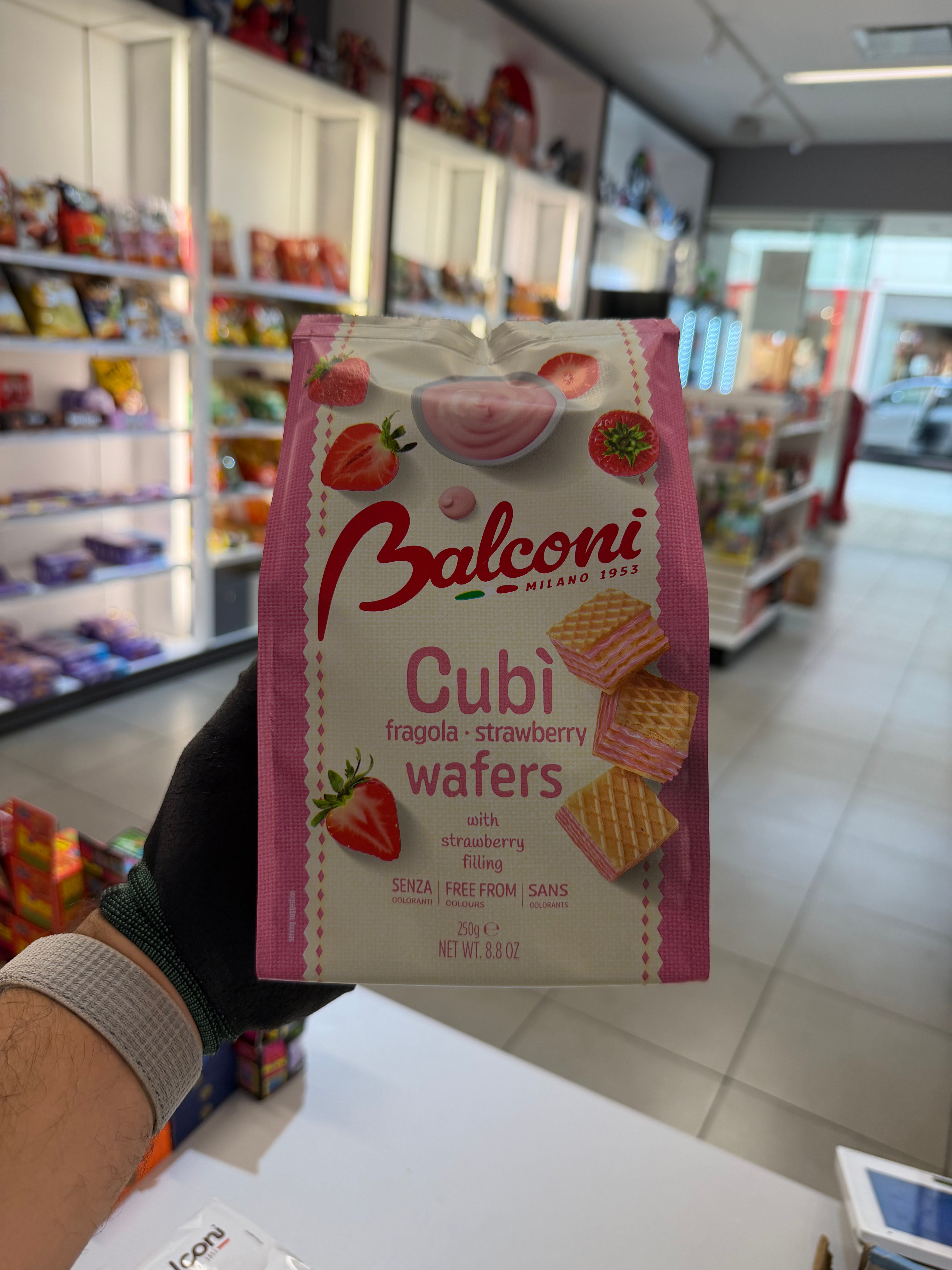 Balconi Cubi Strawberry ๐ Wafers (250g) No Red 40!