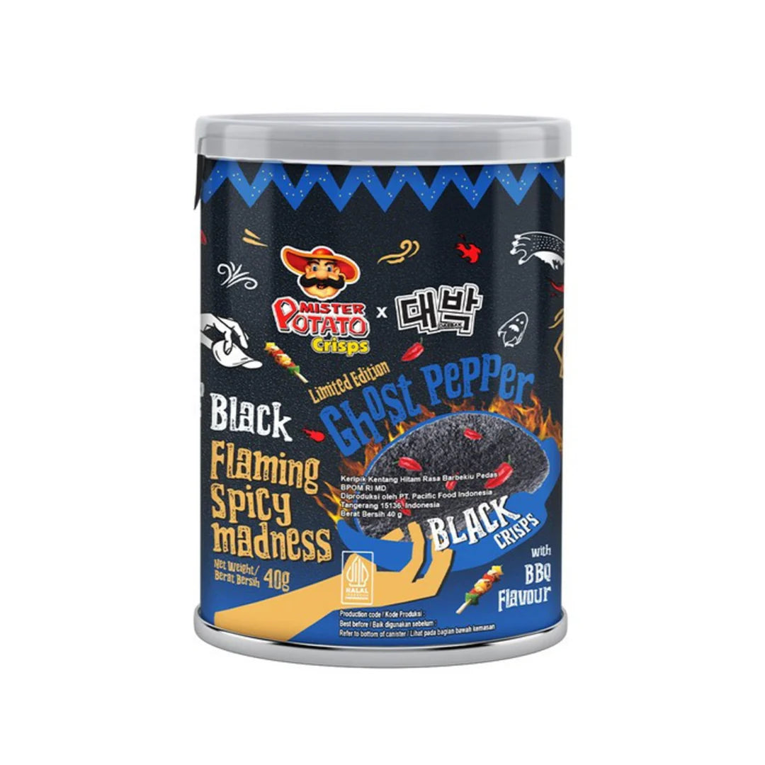 Mr Potato Crisps Ghost Pepper BBQ Black Chips (40g) SPICY!!!!