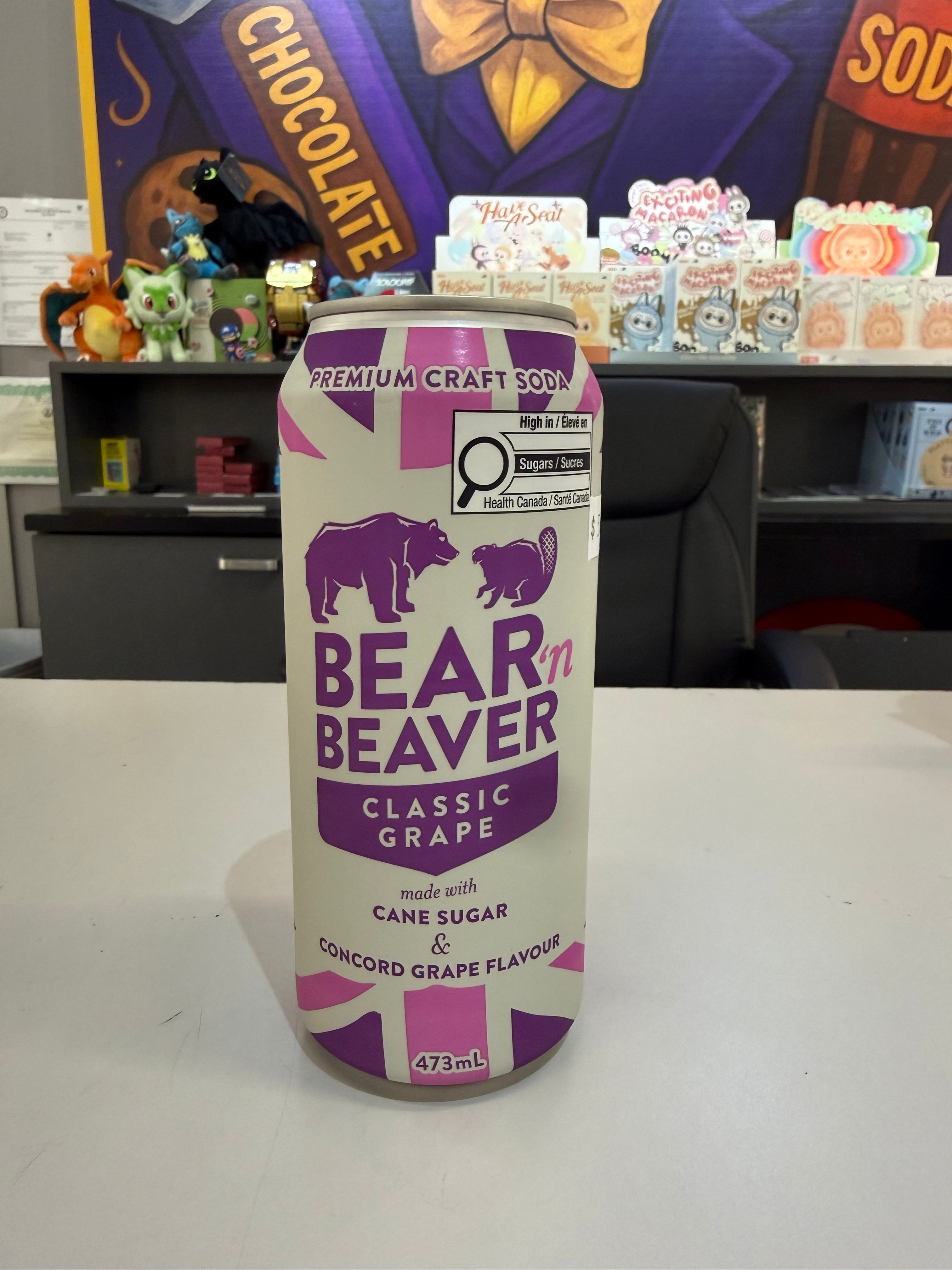Bear'n Beaver Grape Soda Cane Sugar (16oz)
