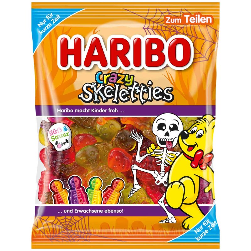 Haribo Crazy Skeletties (160g) No Red 40!