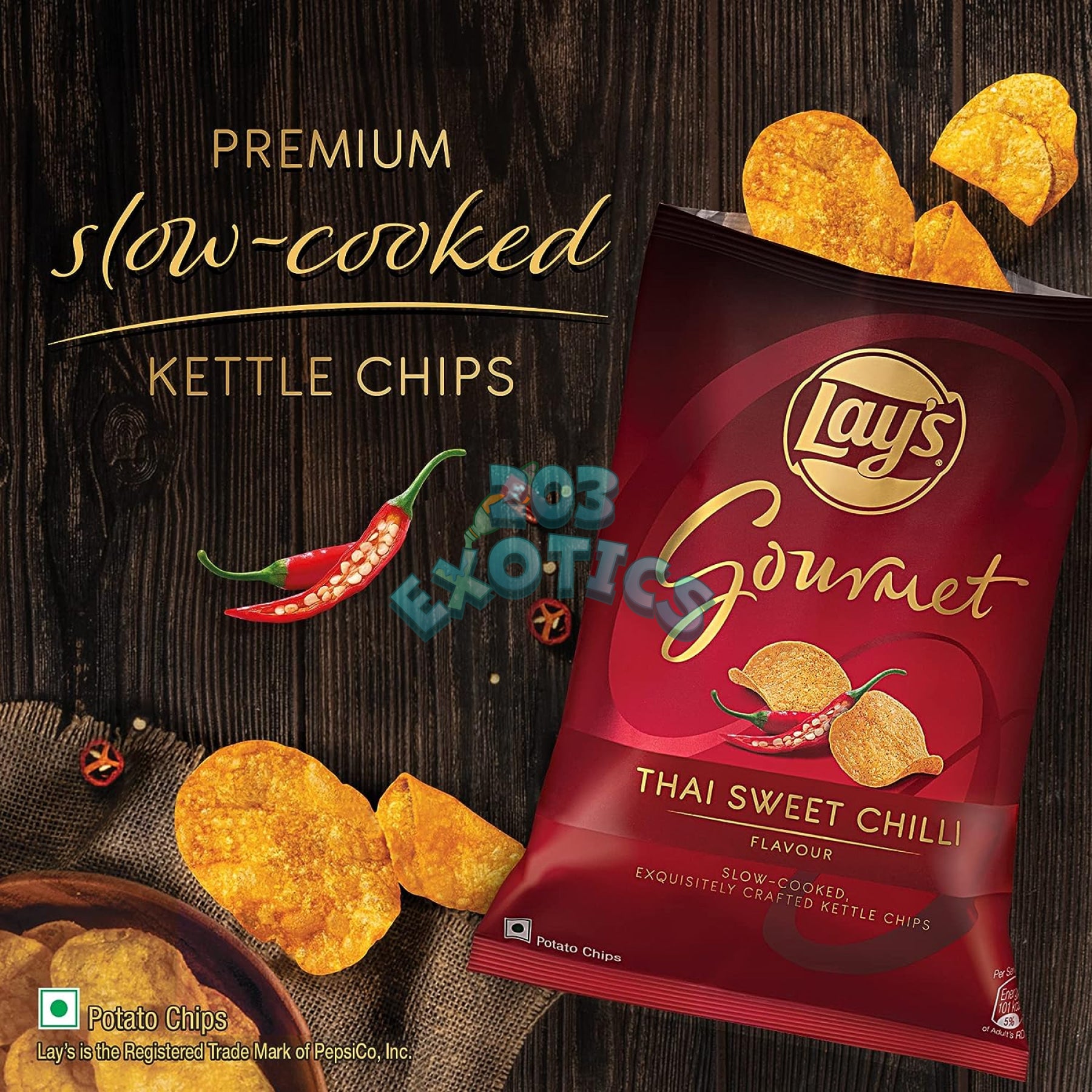 Lays Gourmet Thai Sweet Chili Flavored Kettle Chips (80G)