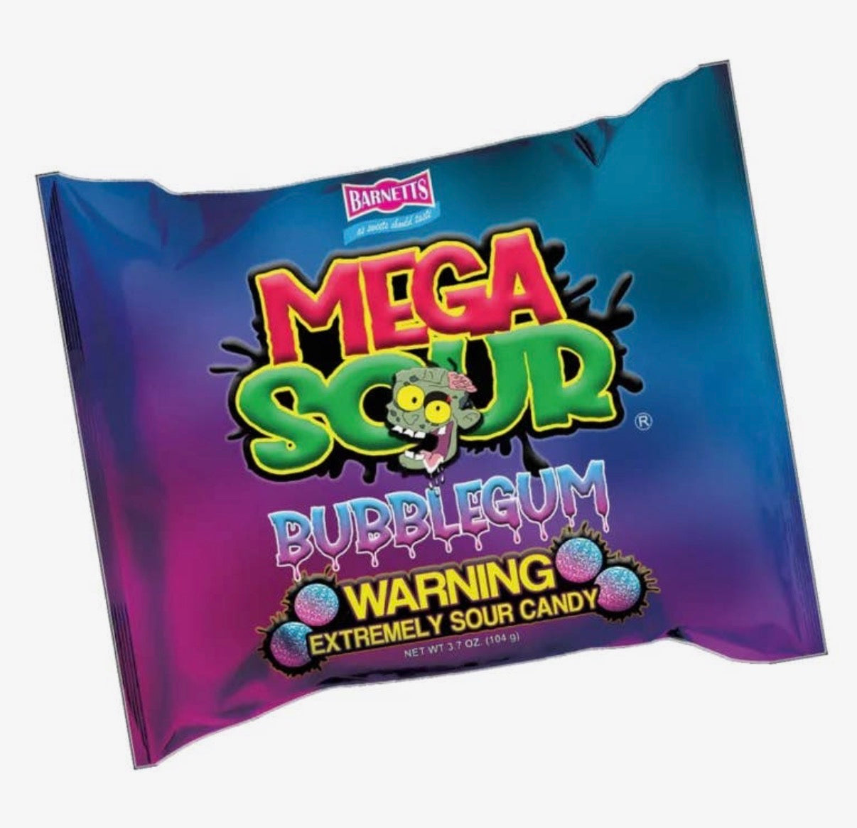 Barnetts Mega Sour Bubble Gum Flavor Candy (104g) Vegan & Gluten-Free!