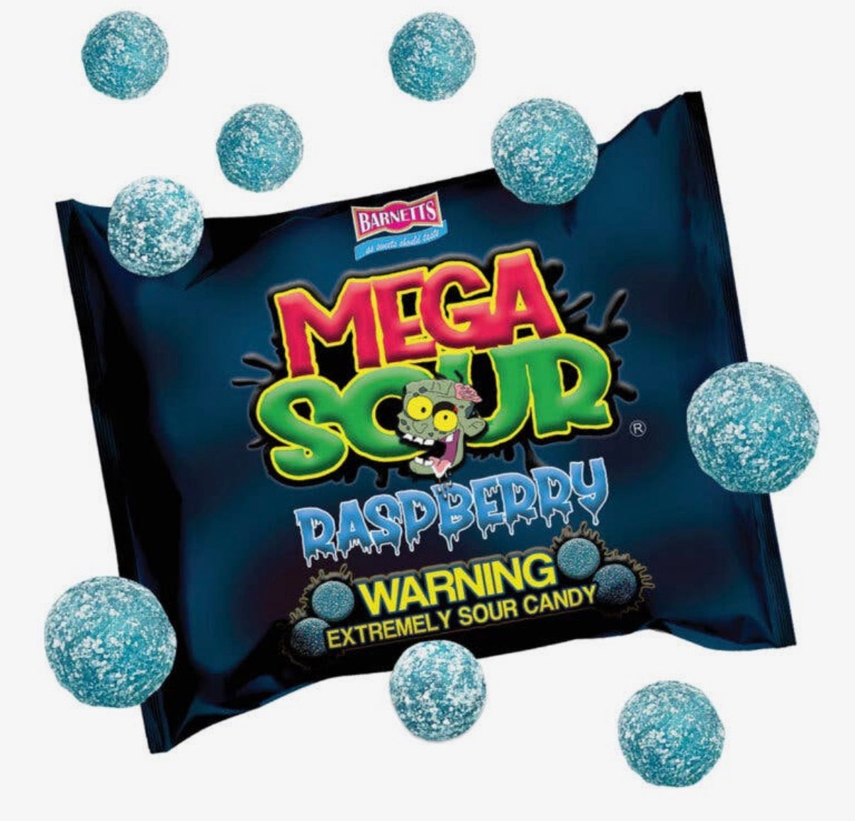 Barnetts Mega Sour Blue Raspberry Candy (104g) Vegan & Gluten-Free!