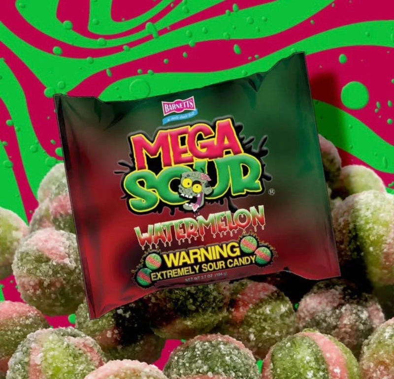 Barnetts Mega Sour Watermelon Flavor Candy (104g) Vegan & Gluten-Free!