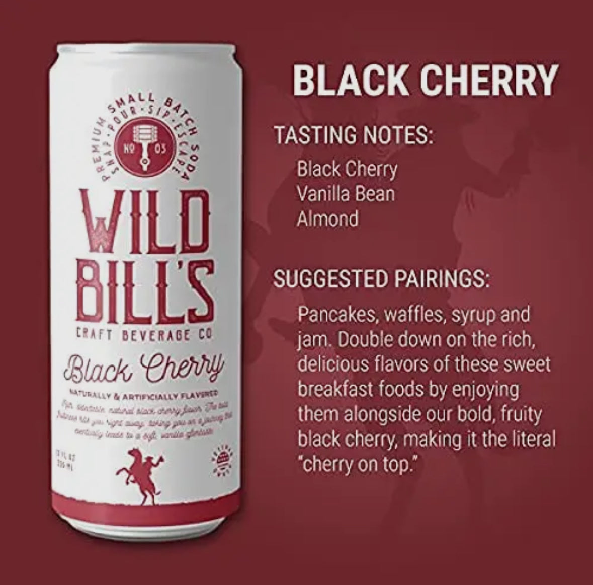 Wild Bills Black Cherry Pure Cane Sugar Soda!! (12oz)