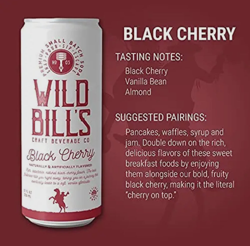 Wild Bills Black Cherry Pure Cane Sugar Soda!! (12oz)