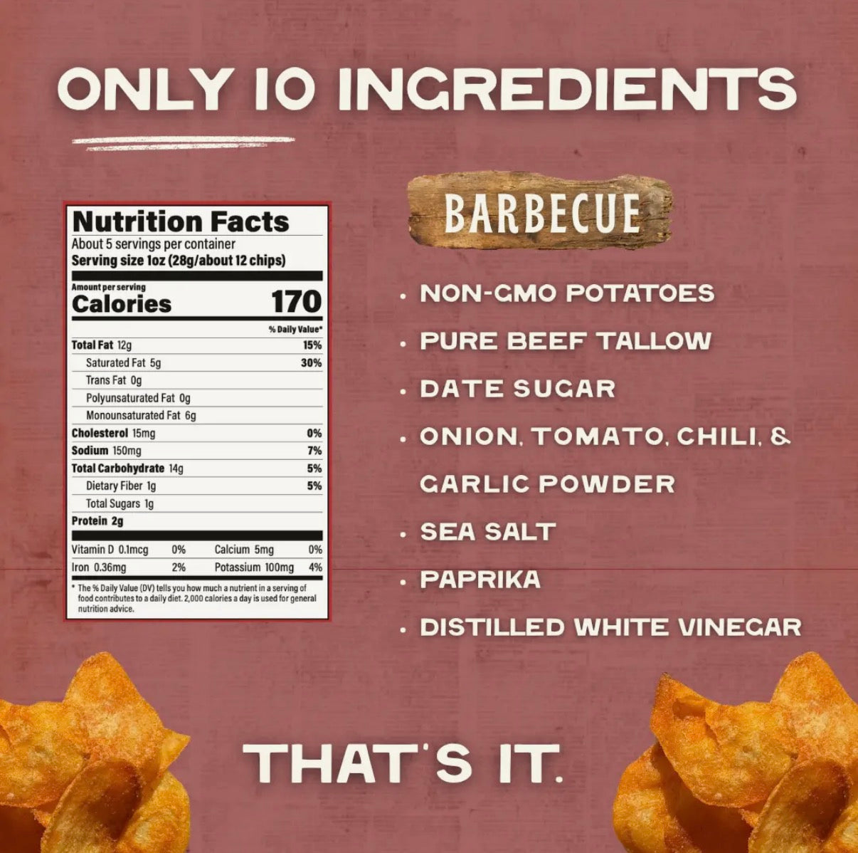 Beefy’s Own Beef Tallow Chips Barbecue (5oz) Gluten Free! NO Seed Oils!