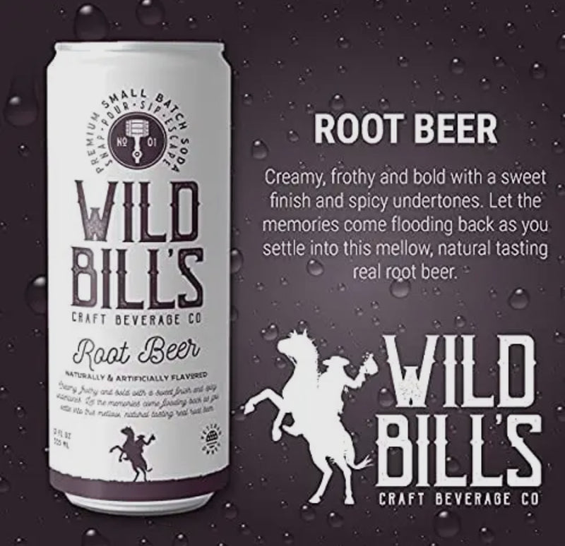 Wild Bills Root Beer Pure Cane Sugar Soda!! (12oz)