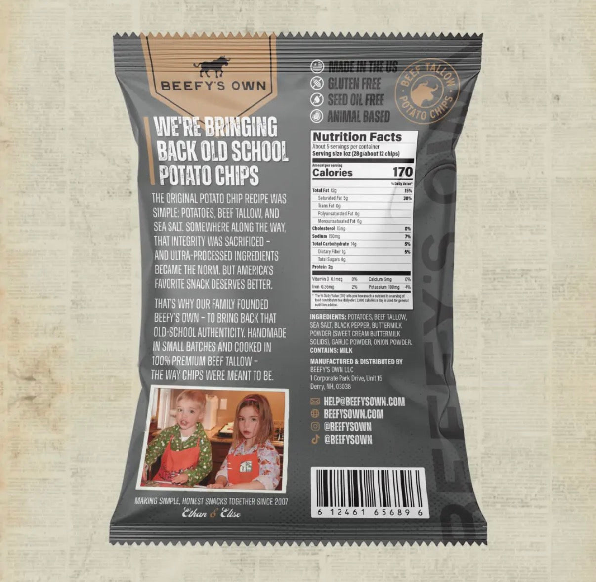 Beefy’s Own Beef Tallow Chips Salt N Pepper (5oz) Gluten Free! NO Seed Oils!