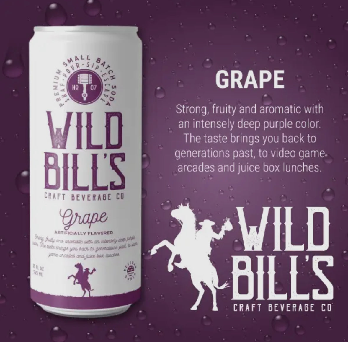 Wild Bills Grape Pure Cane Sugar Soda!!