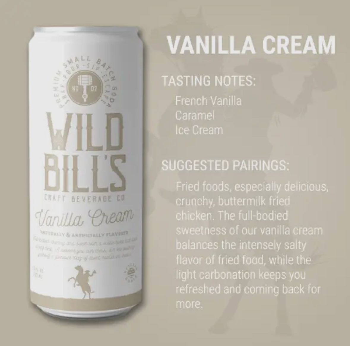 Wild Bills Vanilla Cream Pure Cane Sugar Soda!!