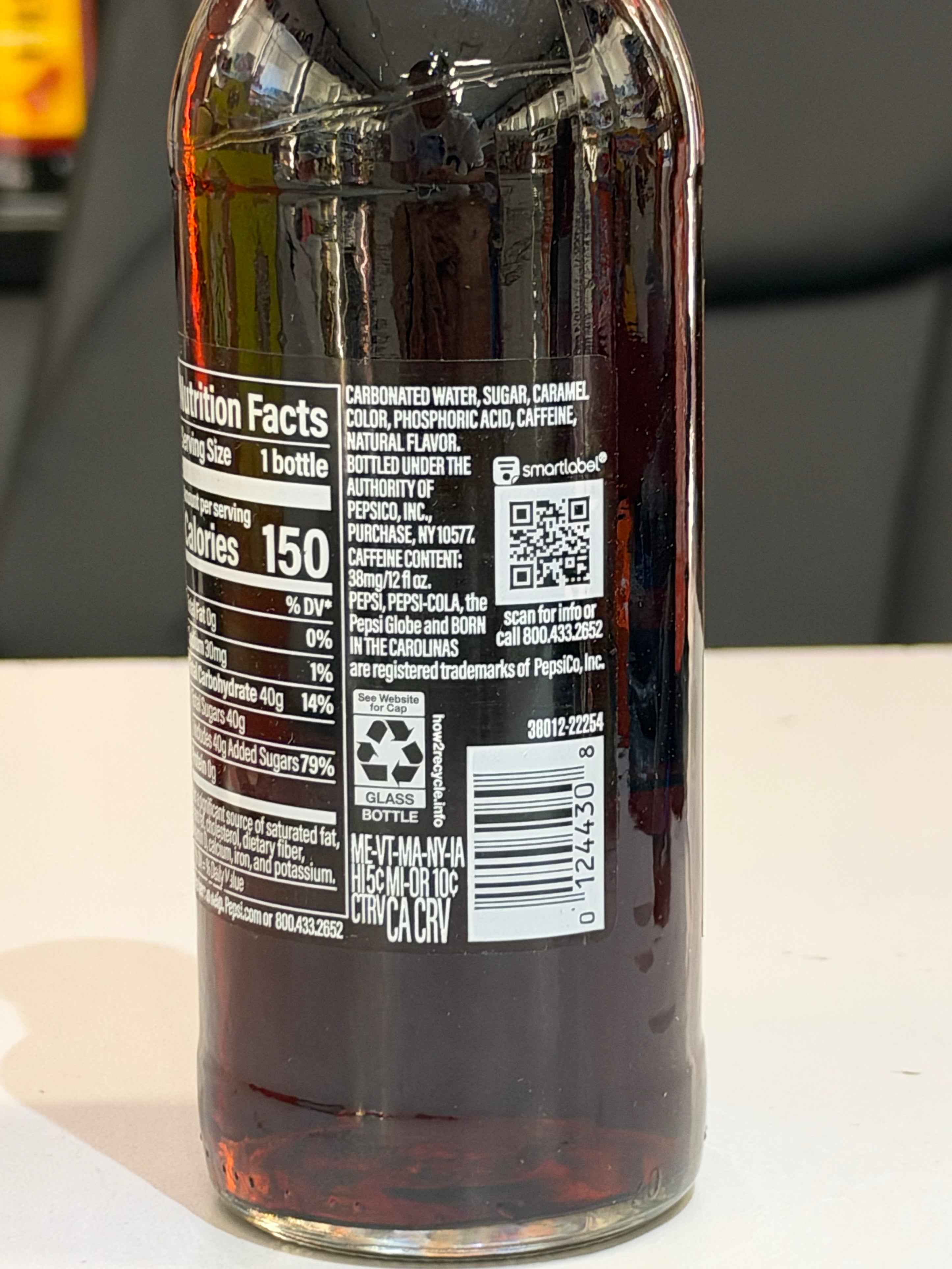 Pepsi Real Sugar Glass Bottle (12oz)