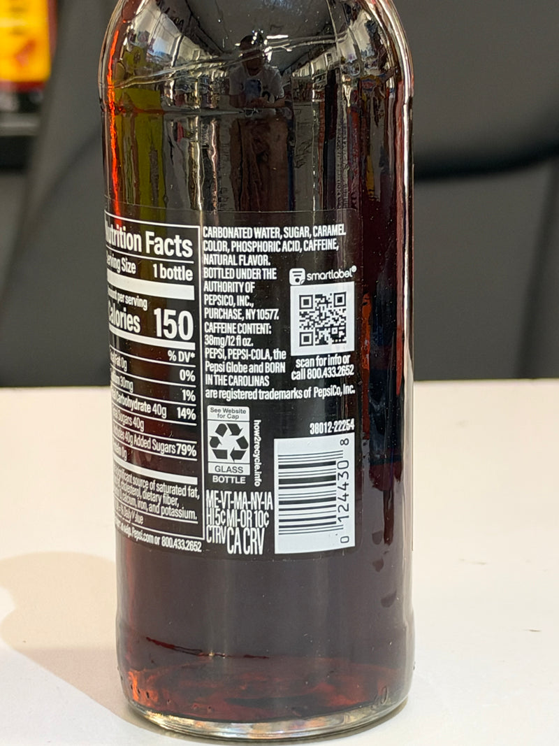 Pepsi Real Sugar Glass Bottle (12oz)