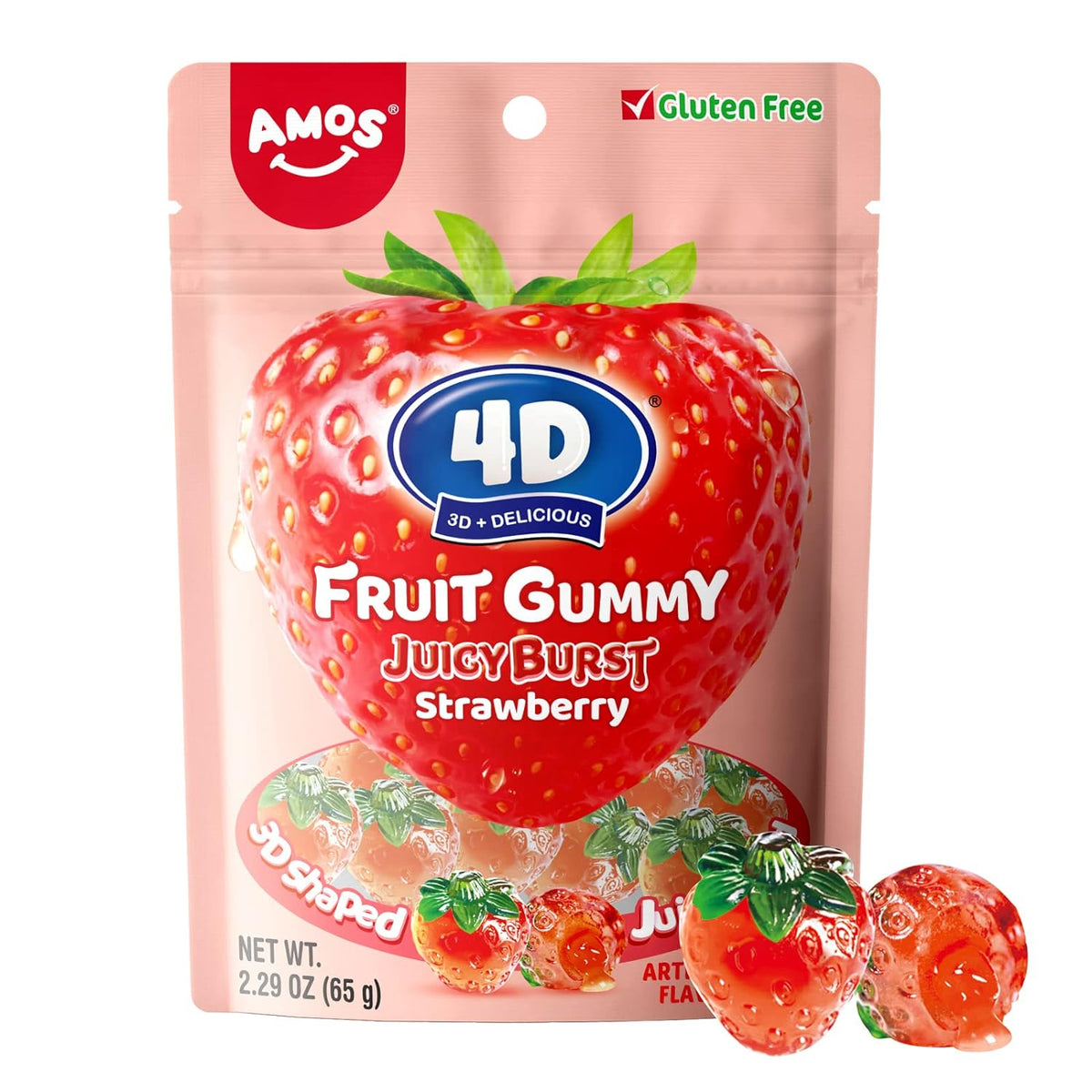 Amos Strawberry Fruit Gummy(65g) Gluten Free!