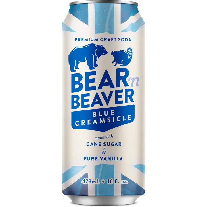 Bear'n Beaver Blue Creamsicle Cane Sugar Soda (16oz)
