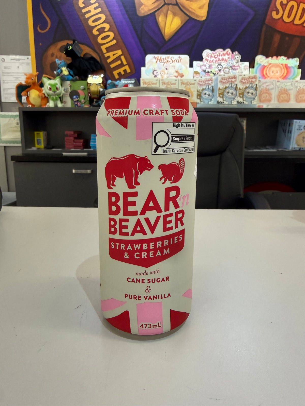 Bear'n Beaver Strawberries & Cream Cane Sugar Soda CAFFINE FREE! RED 40 FREE! (16oz)