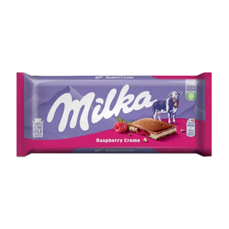 Milka Raspberry Creme Chocolate Bar (100g)