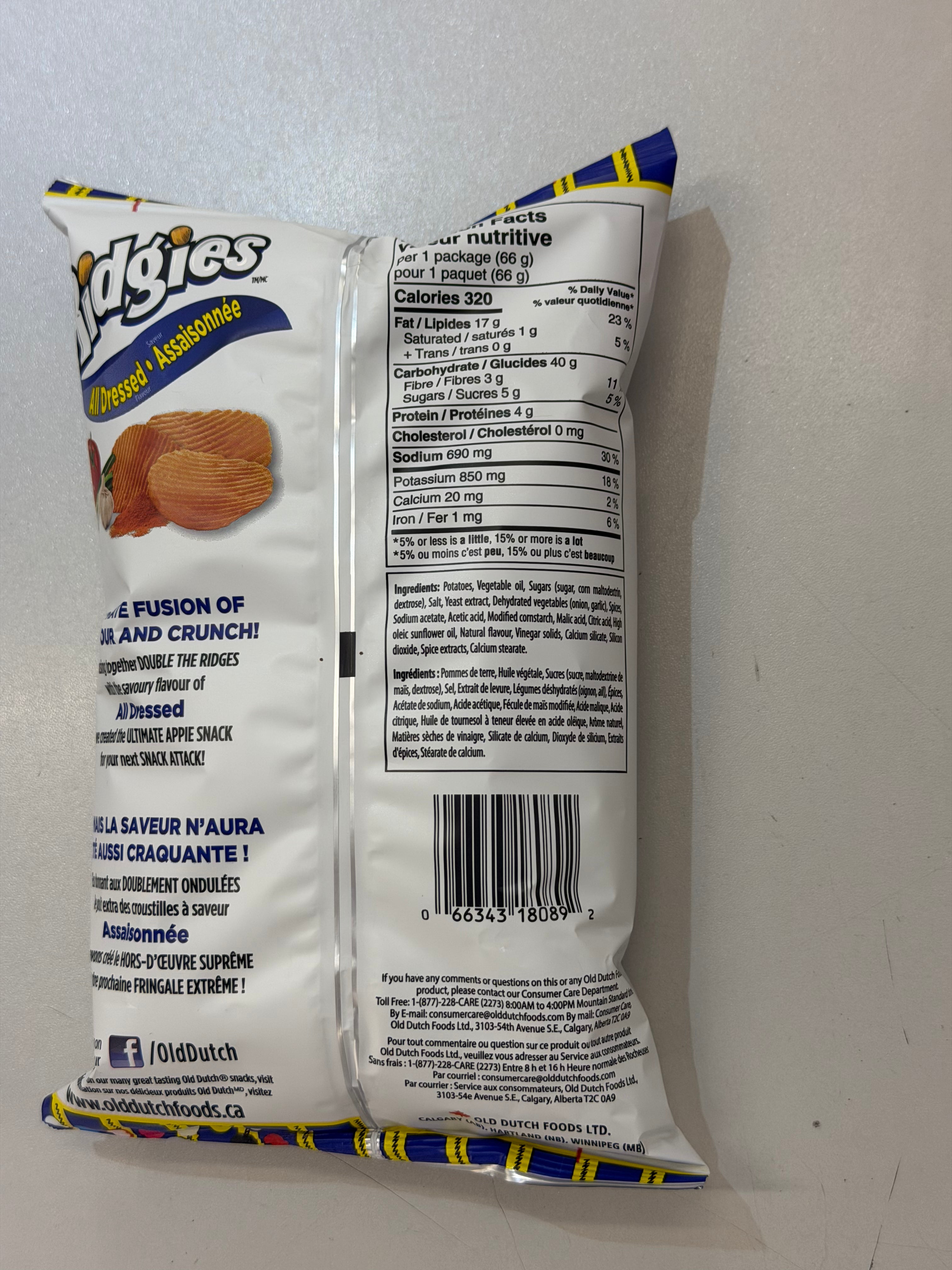 Old Dutch Ridgies All Dressed (66g) Gluten-Free!