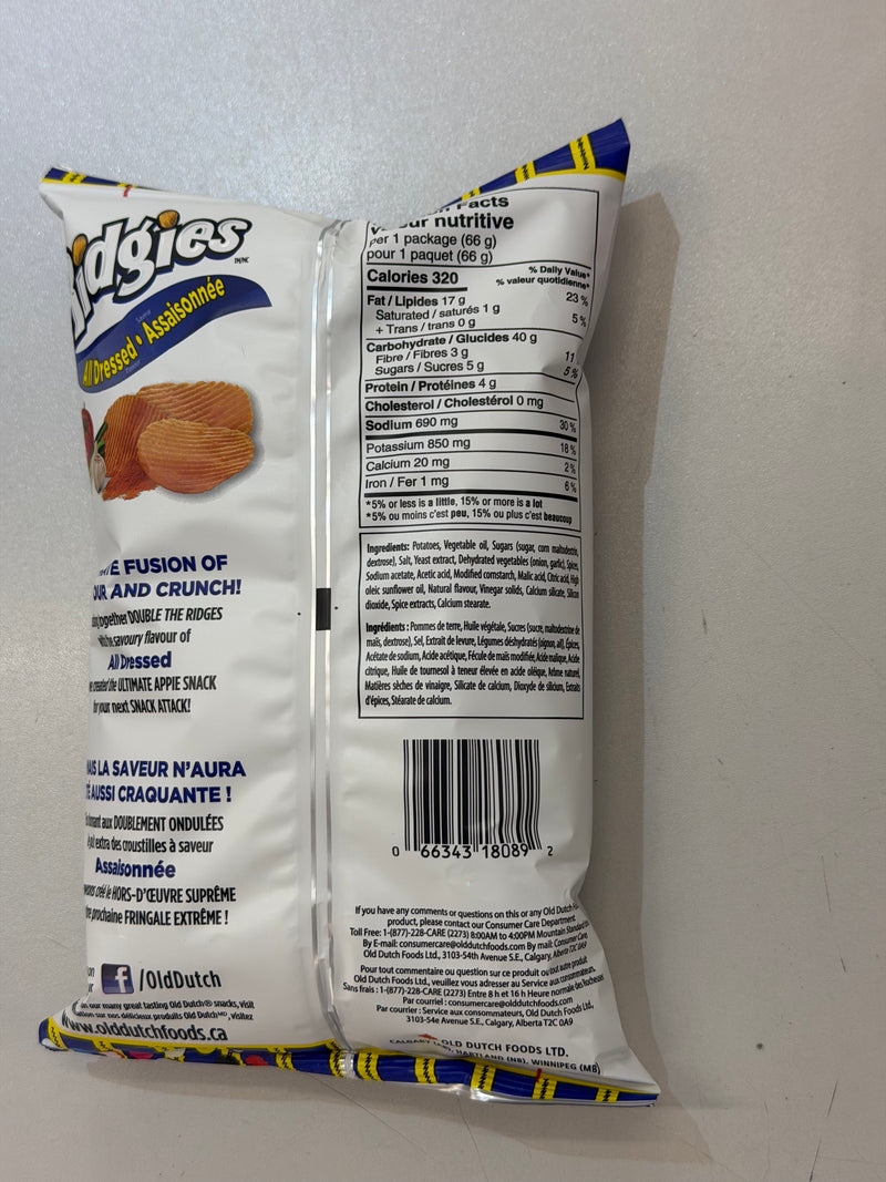 Old Dutch Ridgies All Dressed (66g) Gluten-Free!