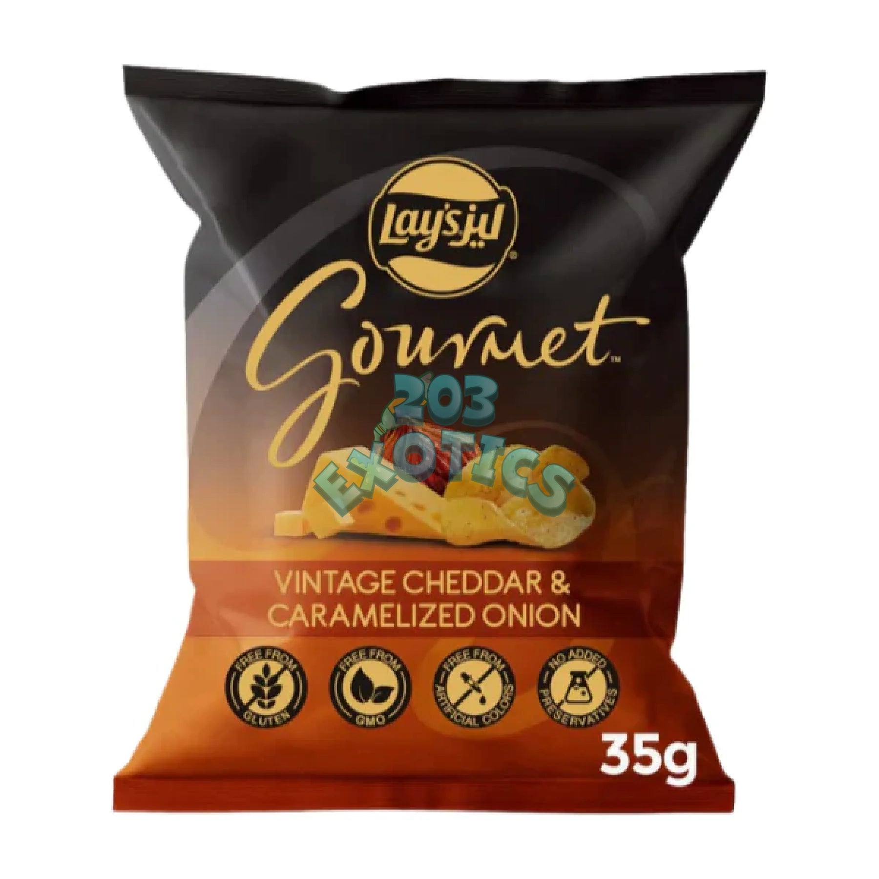 Lay’s Gourmet Vintage Cheddar & Caramelized Onion (35G) New From Dubai! Gluten Free!!