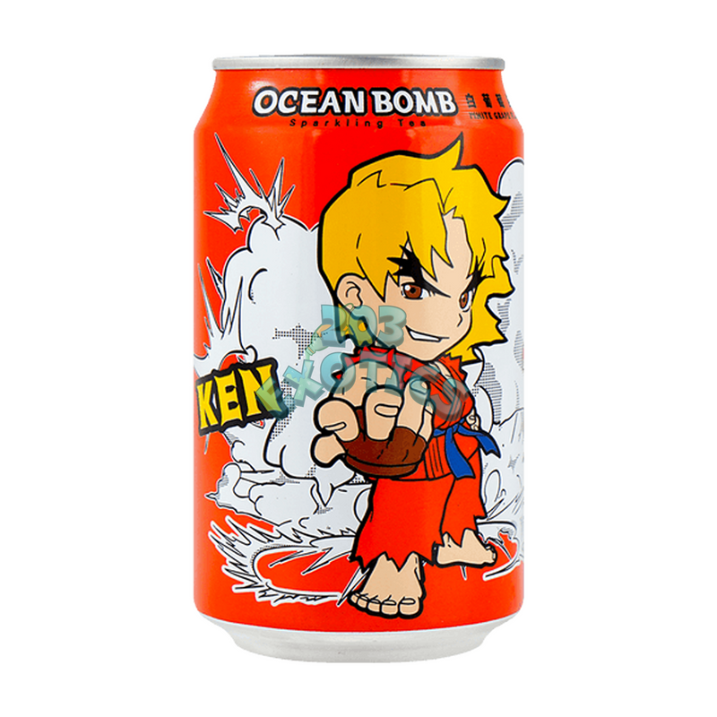 Ocean Bomb Street Fighter Ken Sparkling Tea White Grape Flavor