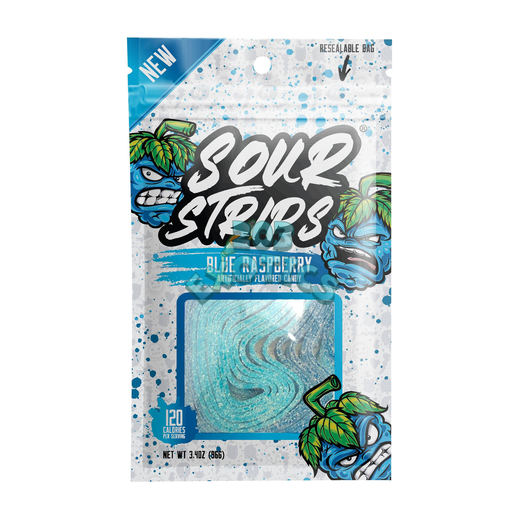 Sour Strips Blue Raspberry Flavored (96G)