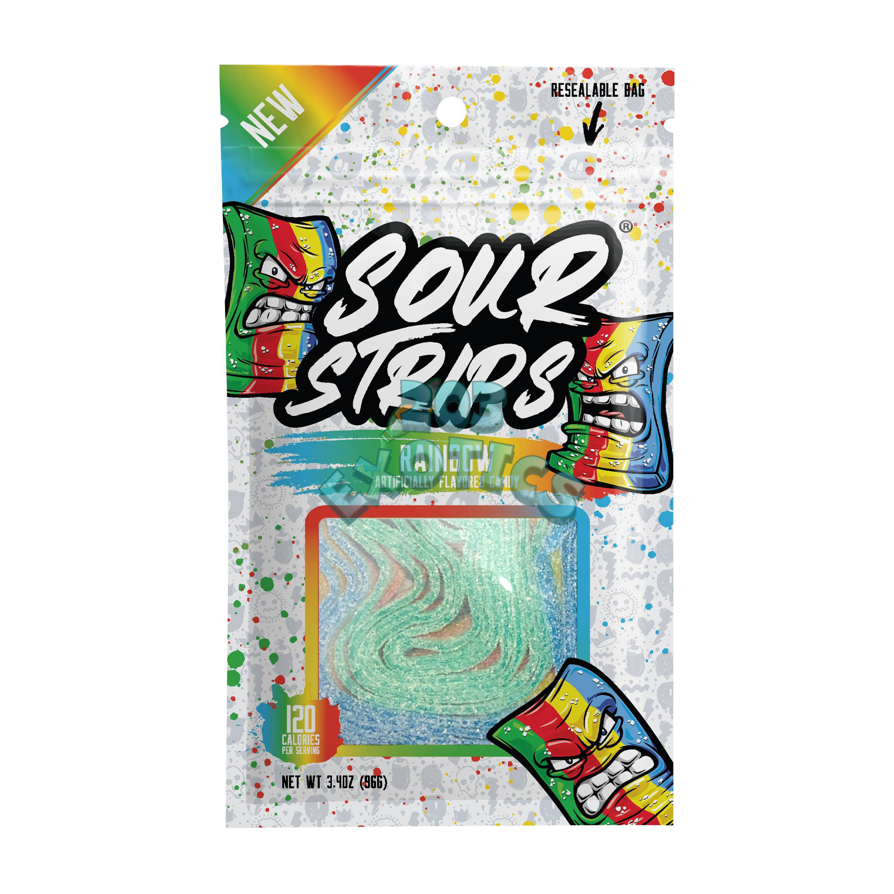 Sour Strips Rainbow Flavored (96G)